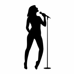 Singer black icon on white background female Vector Image