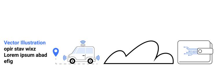 autonomous vehicle cloud computing and digital vector image