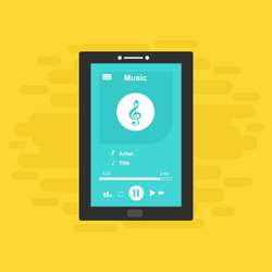 media player application app template with flat vector