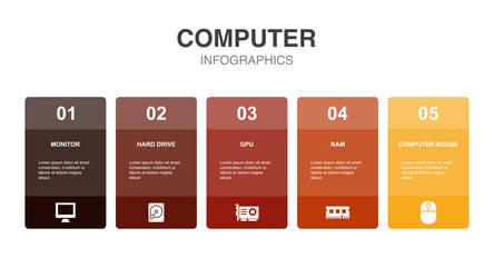 Monitor hard drive gpu ram computer mouse vector