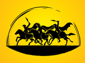 Spartan Warriors on Horses Vector Image