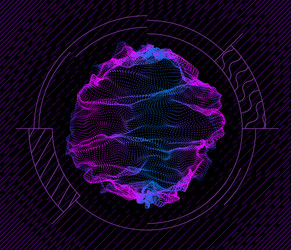 sphere from particles wave nodes 3d sea flow vector image