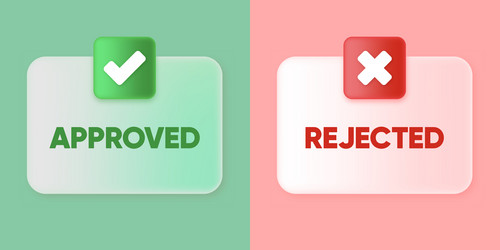 Approved or rejected banner green check mark vector