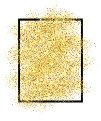 gold glitter sand in black frame isolated white Vector Image