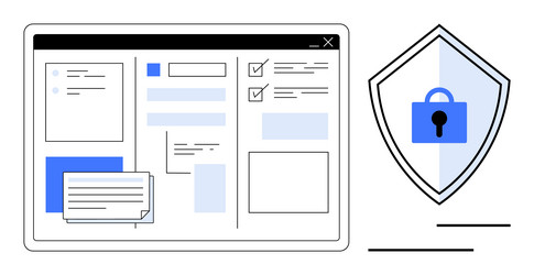 web interface with security shield lock icon vector image