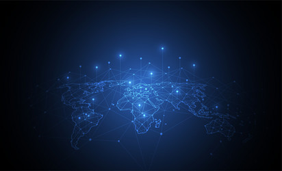 global network connection world map point vector image