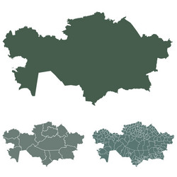 kazakhstan map outline administrative regions vector