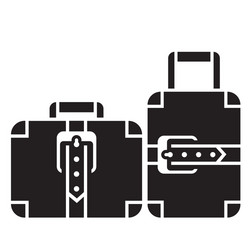 Suitcases black and white icon sign vector