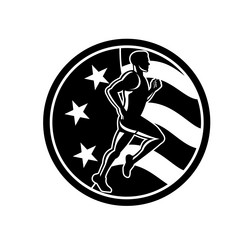 marathon runner running usa flag black and white vector image