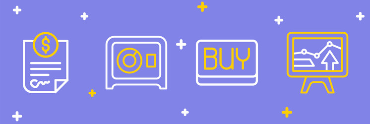 set line monitor with graph chart buy button safe vector image