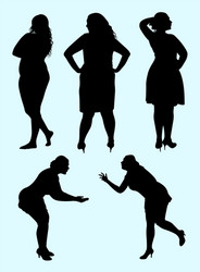 plus size woman silhouette 05 Vector Image