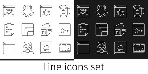 Set line keyboard software system bug clipboard vector