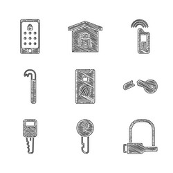 set mobile with fingerprint scan undefined key vector image