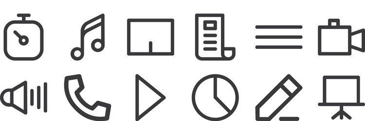 12 set linear user interface icons thin vector image