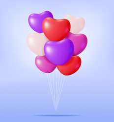 3d heart balloons isolated on blue vector