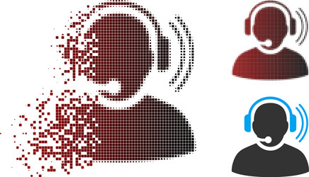 disintegrating pixel halftone operator signal icon vector image