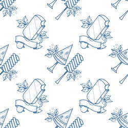 ice cream outline seamless pattern for design vector image