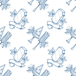 Ice cream outline seamless pattern for design vector