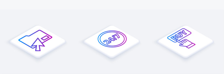 set isometric line cursor click document folder vector image
