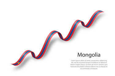 Waving ribbon or banner with flag of mongolia vector