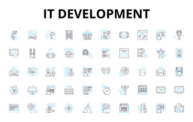 it development linear icons set coding vector image