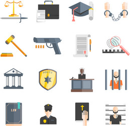 justice icons set vector