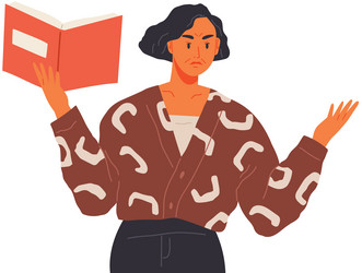 Cartoon teacher looking angry grumpy woman stands vector