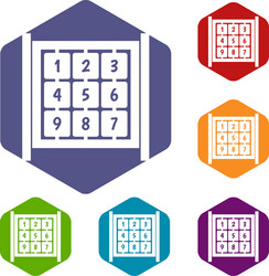 cubes with numbers on playground icons set vector image
