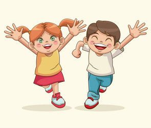 Happy children day boy and girl sweet vector