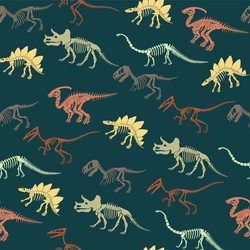seamless pattern with dinosaur skeleton vector image