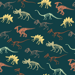 Seamless pattern with dinosaur skeleton vector