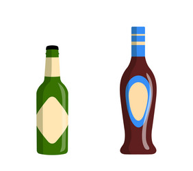 Set of bottles with alcohol concept vector