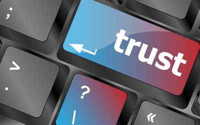 computer keyboard key with trust button business vector image