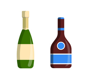 Set of bottles with alcohol concept vector