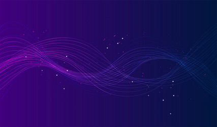 Abstract wave with moving dots flow of particles vector