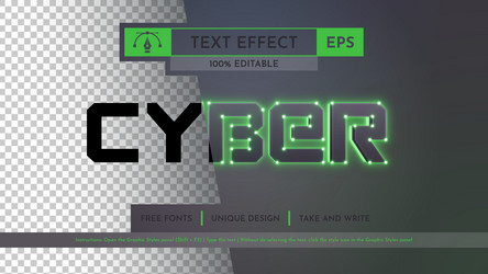 cyber - editable text effect font style vector