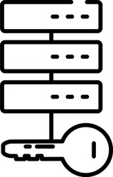 Data router servers with key icon half line style vector