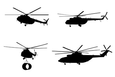 Helicopter Silhouettes Set vector
