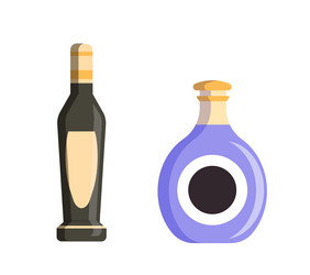 Set of bottles with alcohol concept vector