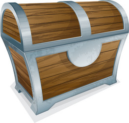 Wooden treasure or pirate chest Royalty Free Vector Image