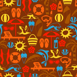 Seamless pattern with summer and beach objects vector