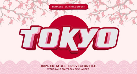 tokyo 3d editable text effect template with bold vector image