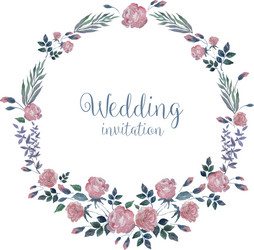 Watercolor Rose Wreath Vector Image