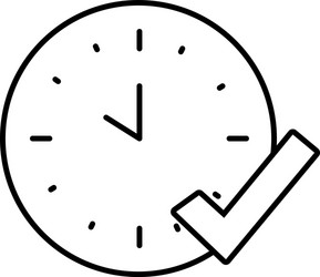 analog clock and check mark icon line style vector image
