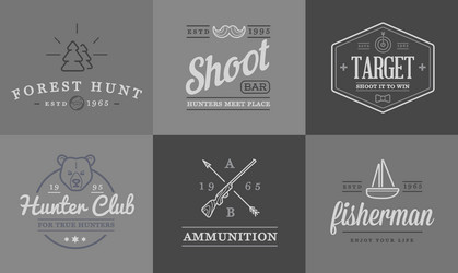 Set of hunting camping sport elements can be used vector