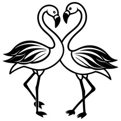 simple pair of flamingos dancing with their necks vector image