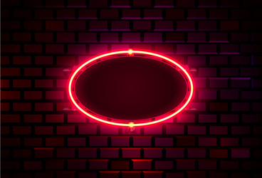 Neon frame on a brick colored wall template vector