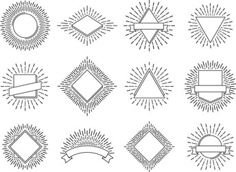 Retro Sunburst Labels - Rays & Emblems vector image