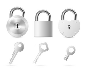 steel door locks with keys templates realistic vector