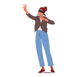 Blindfolded Characters Extend Hands Navigating Vector Image